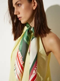 Floral silk-twill scarf - green