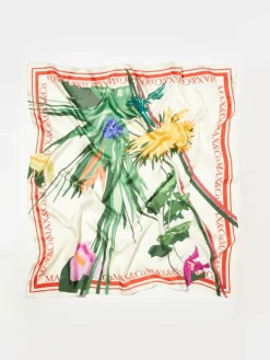 Floral silk-twill scarf - green