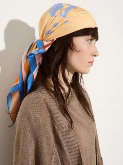 Floral silk-twill scarf - multicolour