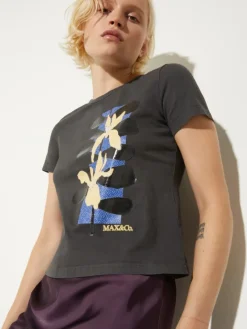 Flower-print slim-fit T-shirt - graphite