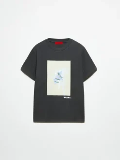 Flower-print T-shirt - dark grey