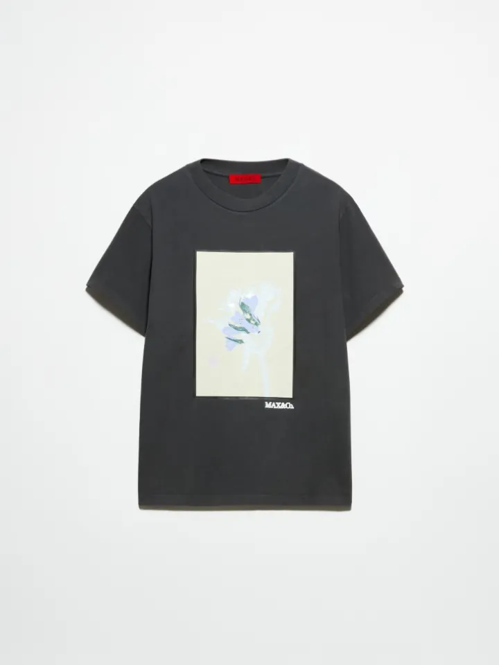 Flower-print T-shirt - dark grey