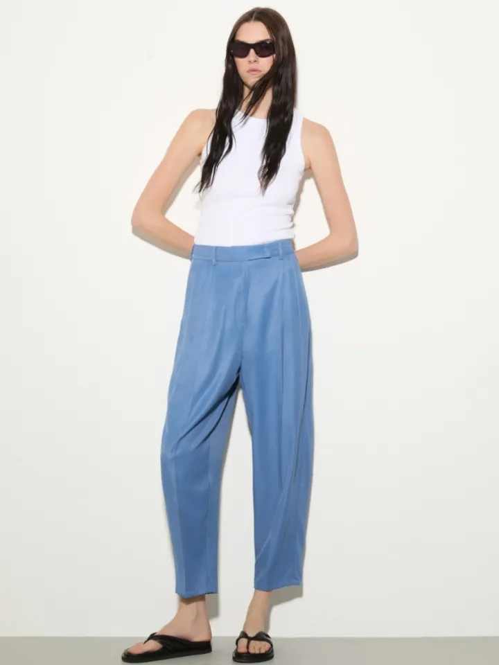 Flowing barrel-leg trousers - avio