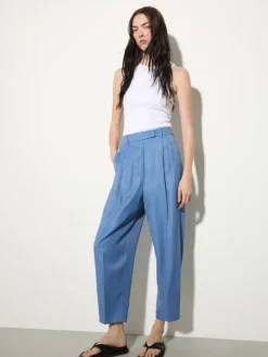 Flowing barrel-leg trousers - avio