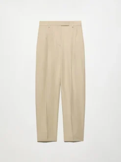 Flowing barrel-leg trousers - beige
