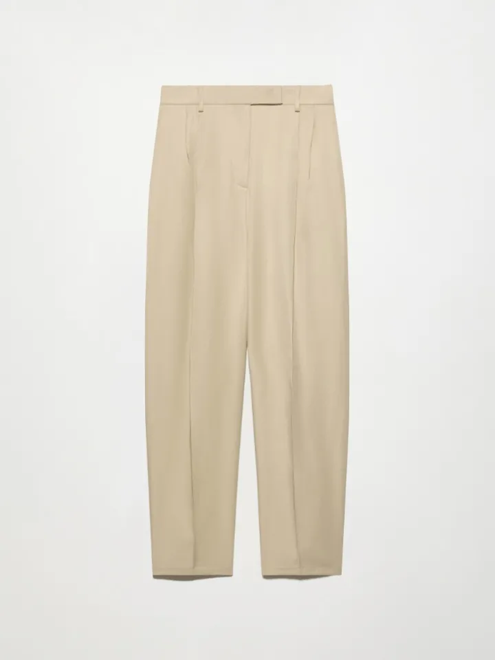 Flowing barrel-leg trousers - beige