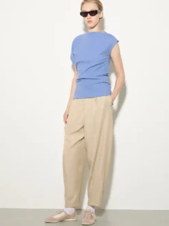 Flowing barrel-leg trousers - beige