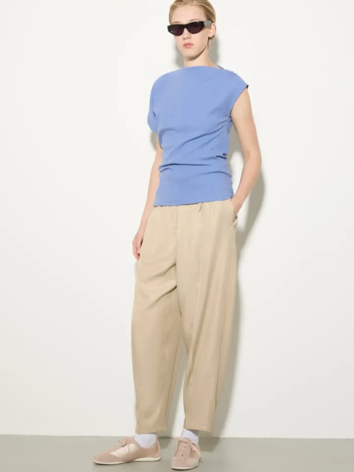 Flowing barrel-leg trousers - beige