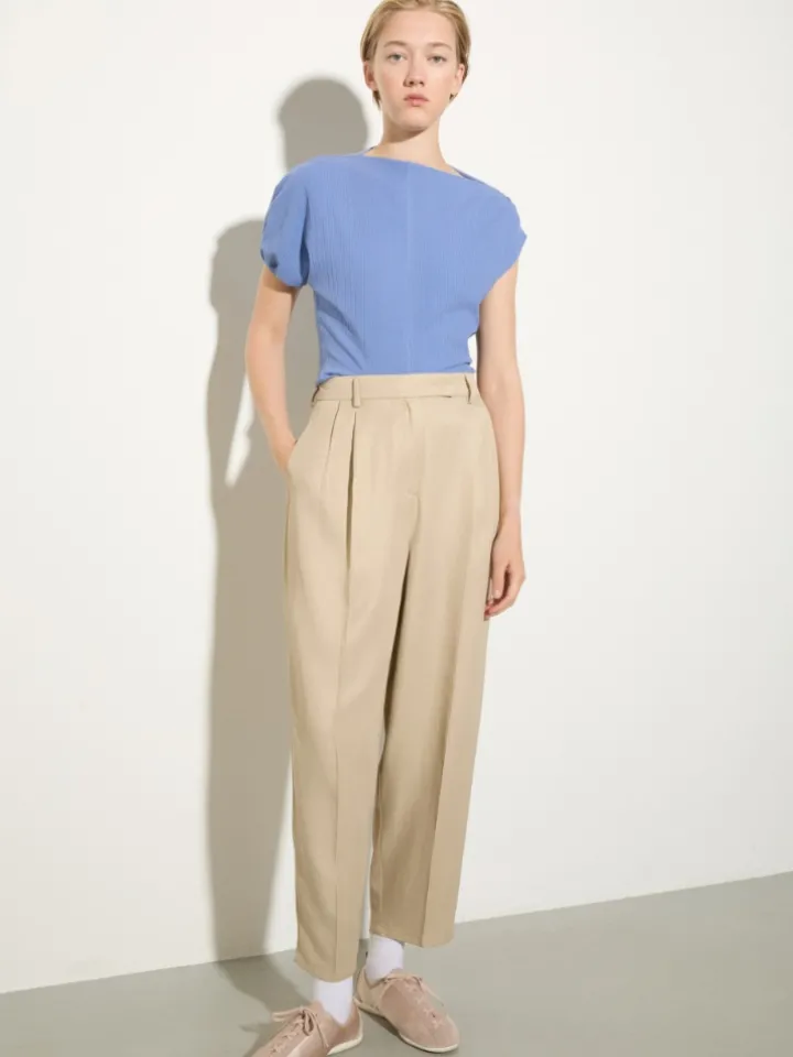 Flowing barrel-leg trousers - beige