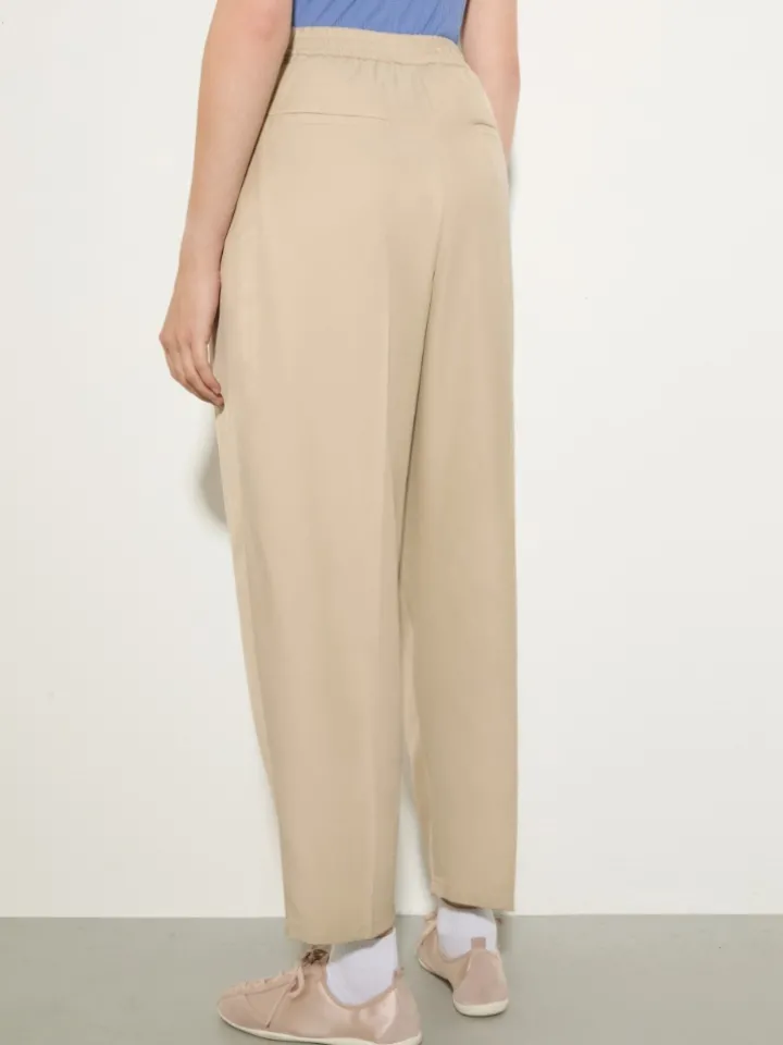 Flowing barrel-leg trousers - beige