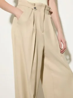 Flowing paperbag trousers - beige