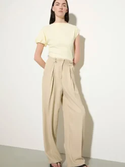 Flowing paperbag trousers - beige