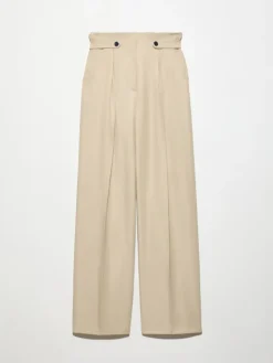 Flowing paperbag trousers - beige