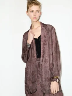 Fluid jacquard blazer - chocolate
