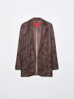 Fluid jacquard blazer - chocolate