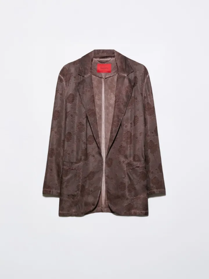 Fluid jacquard blazer - chocolate