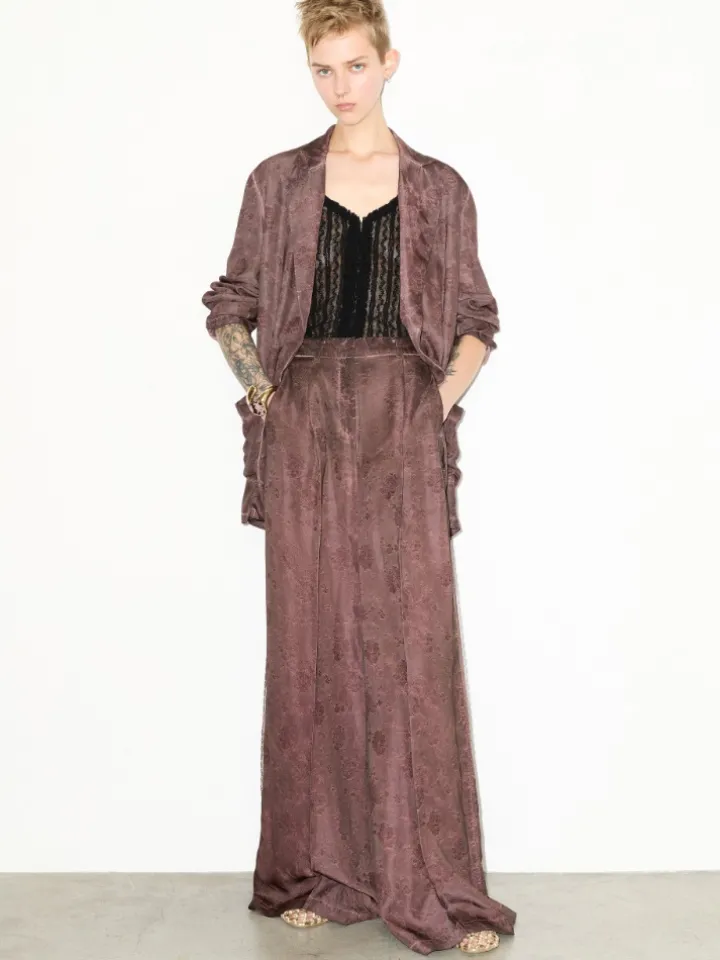 Fluid jacquard blazer - chocolate