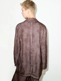 Fluid jacquard blazer - chocolate