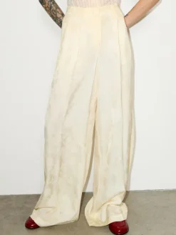 Fluid jacquard trousers - banana