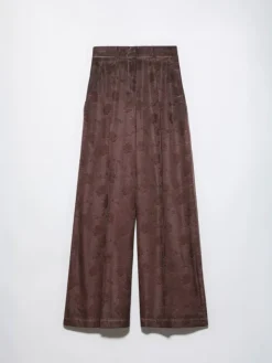 Fluid jacquard trousers - chocolate