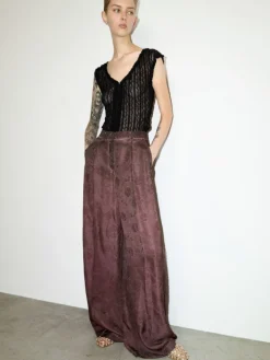 Fluid jacquard trousers - chocolate