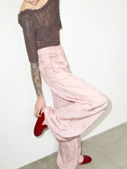 Fluid jacquard trousers - pink