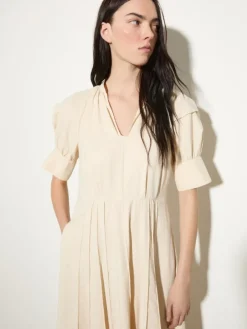 Fluid nylon fit-and-flare dress - milk