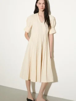Fluid nylon fit-and-flare dress - milk