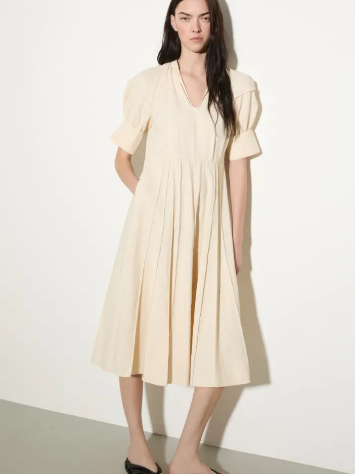 Fluid nylon fit-and-flare dress - milk