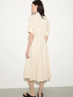 Fluid nylon fit-and-flare dress - milk