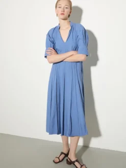 Fluid nylon fit-and-flare dress - avio
