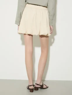 Fluid nylon mini bubble skirt - milk