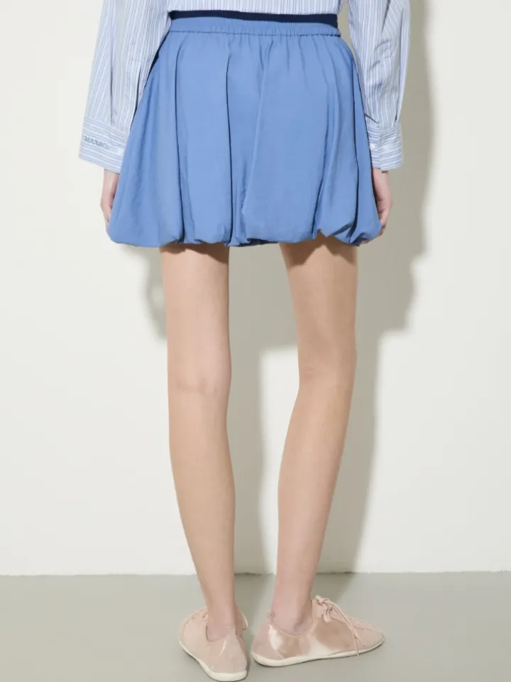 Fluid nylon mini bubble skirt - avio