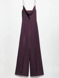 Fluid satin jumpsuit - aubergine