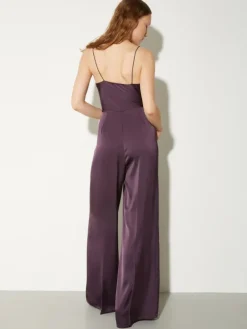 Fluid satin jumpsuit - aubergine