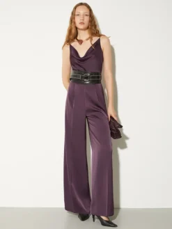 Fluid satin jumpsuit - aubergine