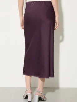 Fluid satin midi skirt - aubergine
