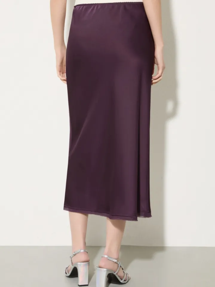 Fluid satin midi skirt - aubergine