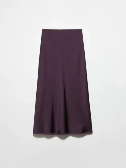 Fluid satin midi skirt - aubergine