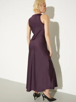 Fluid satin shift dress - aubergine