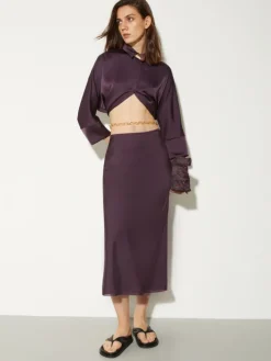 Fluid satin shirt - aubergine