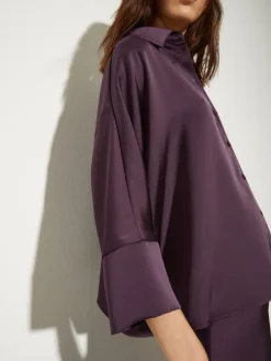 Fluid satin shirt - aubergine