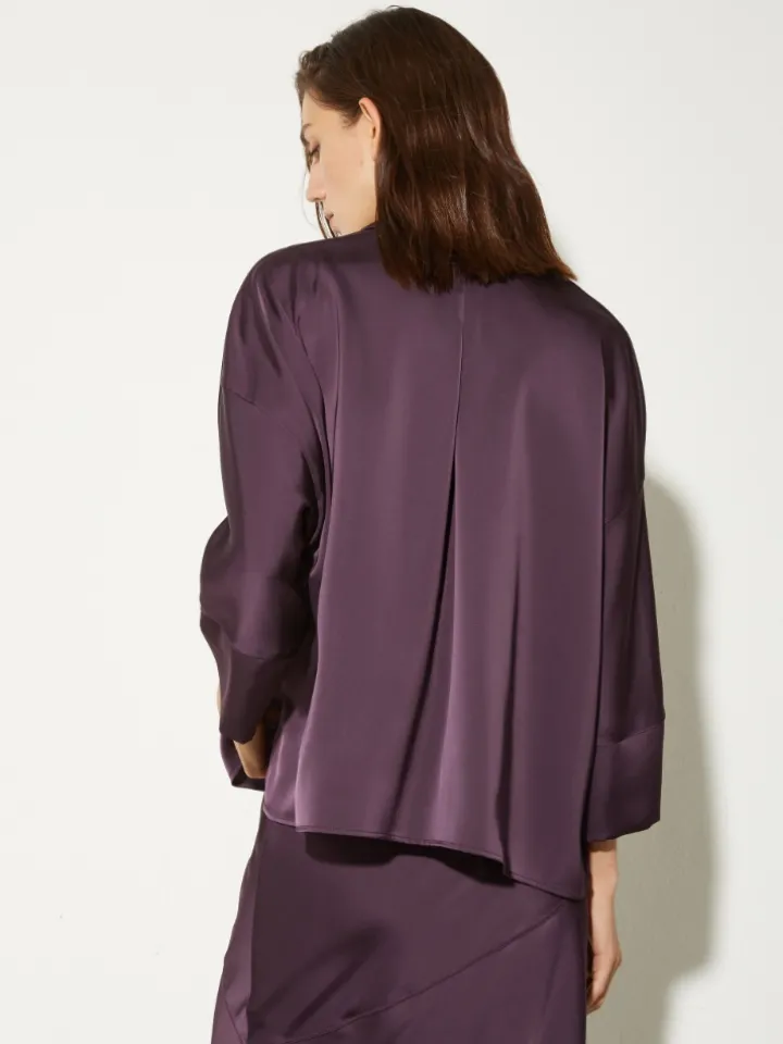 Fluid satin shirt - aubergine