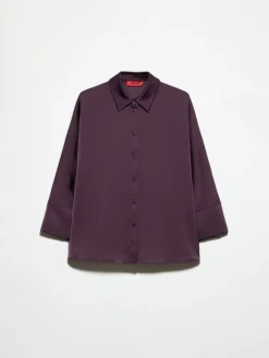 Fluid satin shirt - aubergine