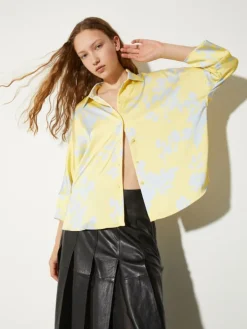 Fluid satin shirt - lemon