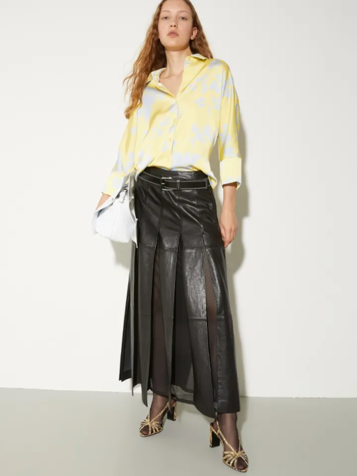 Fluid satin shirt - lemon