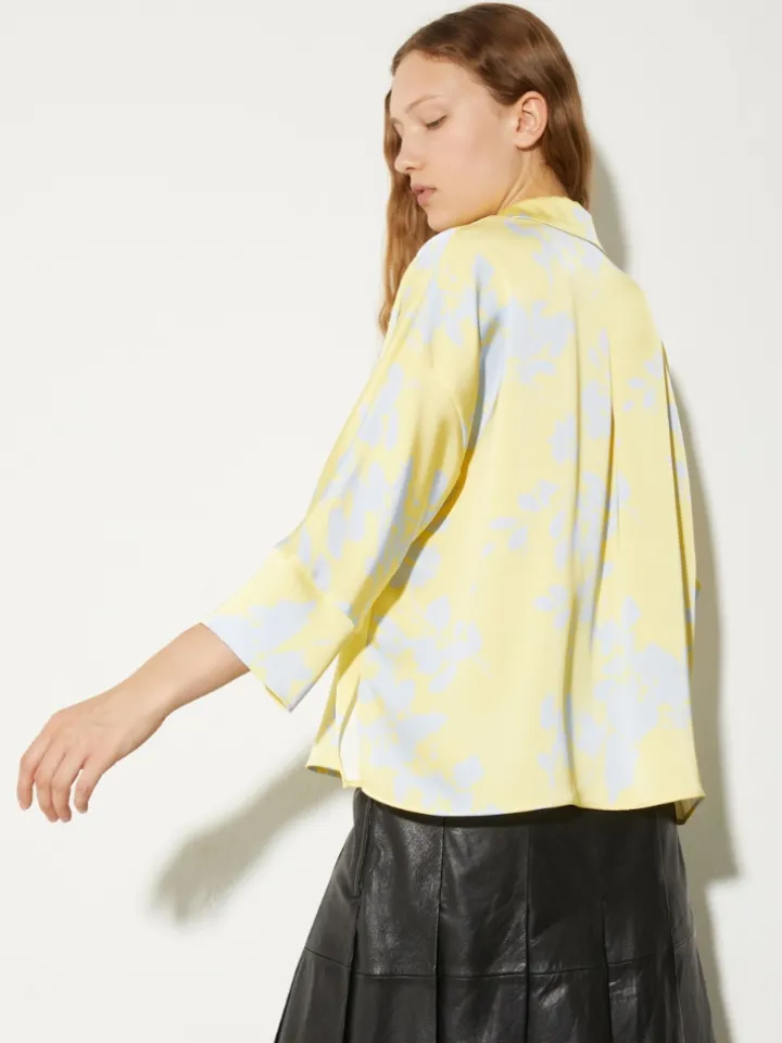 Fluid satin shirt - lemon