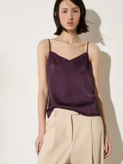 Fluid satin top - aubergine