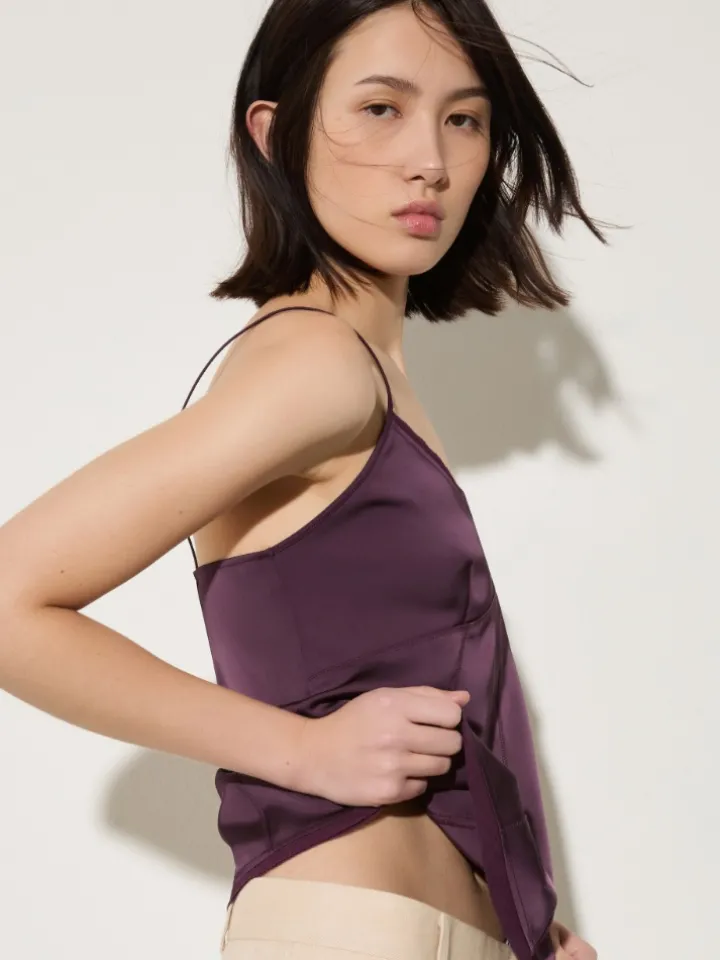 Fluid satin top - aubergine