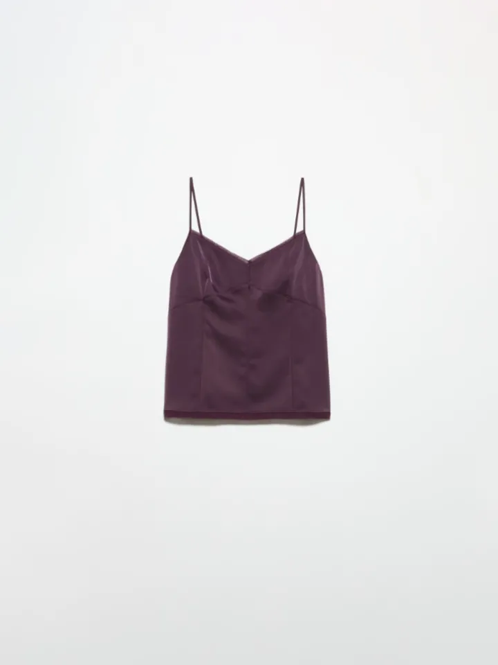 Fluid satin top - aubergine